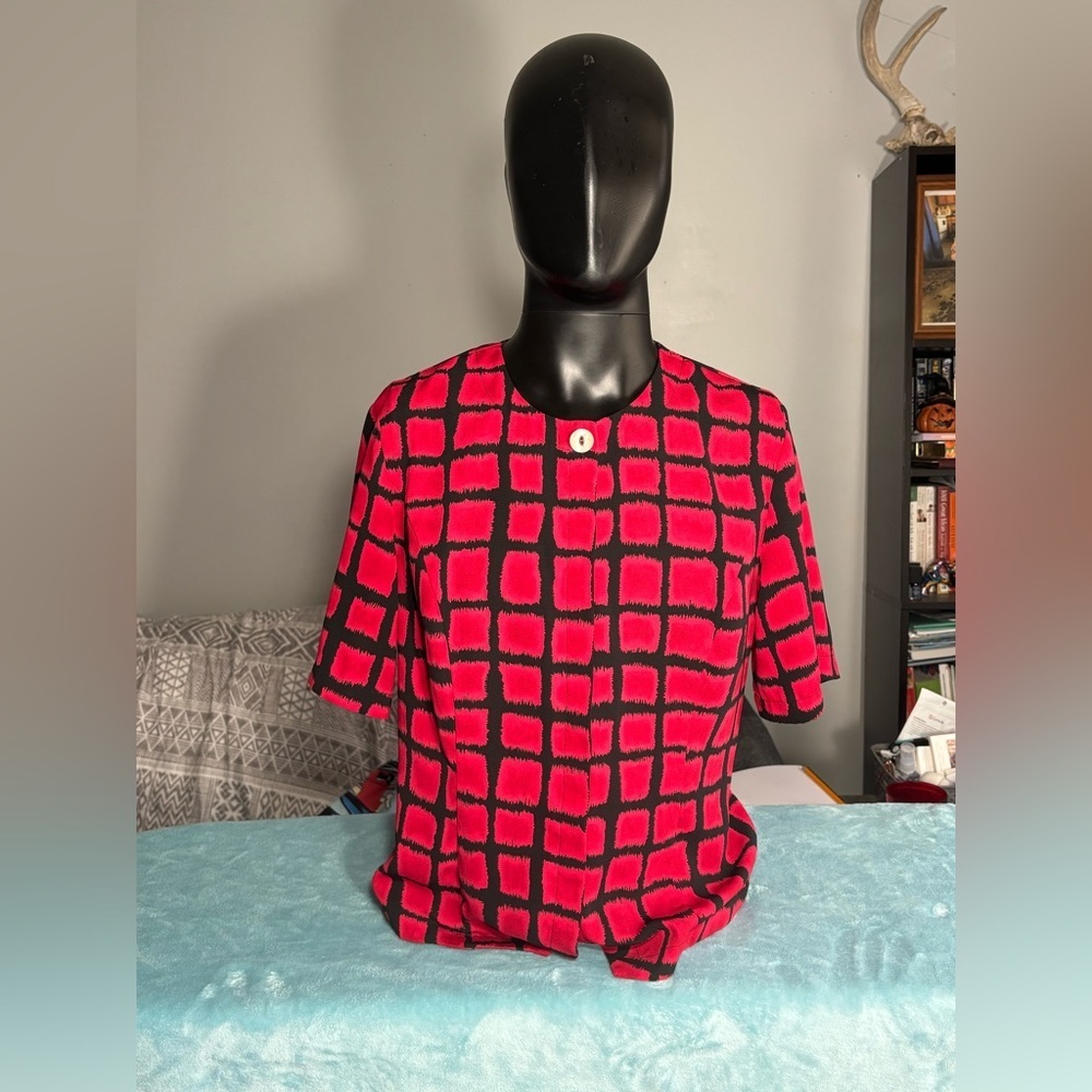 Cathy Cheung Red and Black Patterned Top